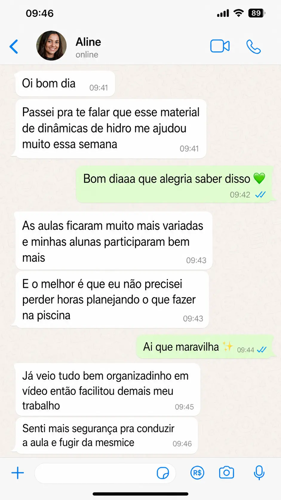 Depoimento de Aline no WhatsApp