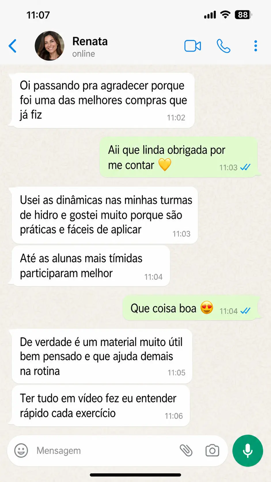 Depoimento de Renata no WhatsApp